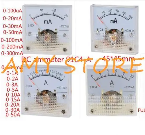 

1 шт. 91C4 DC 0-500mA 0-50A класс 2,5 Точность Аналоговый Амперметр Датчик