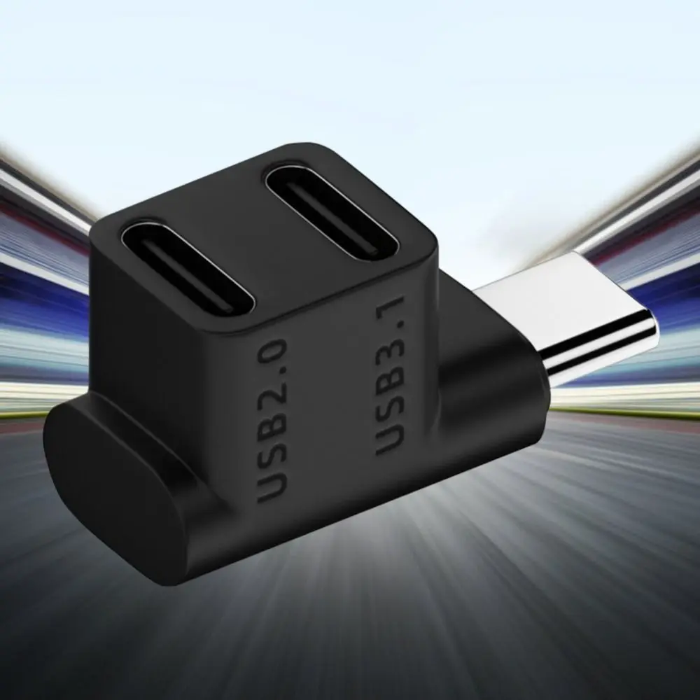 Фото И адаптер USB-концентратора для ноутбука, планшета 2 в 1, адаптер USB C, адаптер для быстрой зарядки, прямоугольный преобразователь, удлинитель USB C на 90 градусов №5