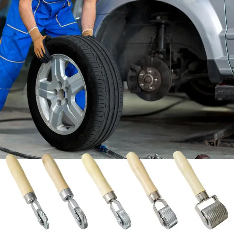 

Tire Repairing Tool Auto Tyre Roller With Wooden Handle Tire Repair Patch Tool With Bearings Inside For Trucks SUVs RVs
