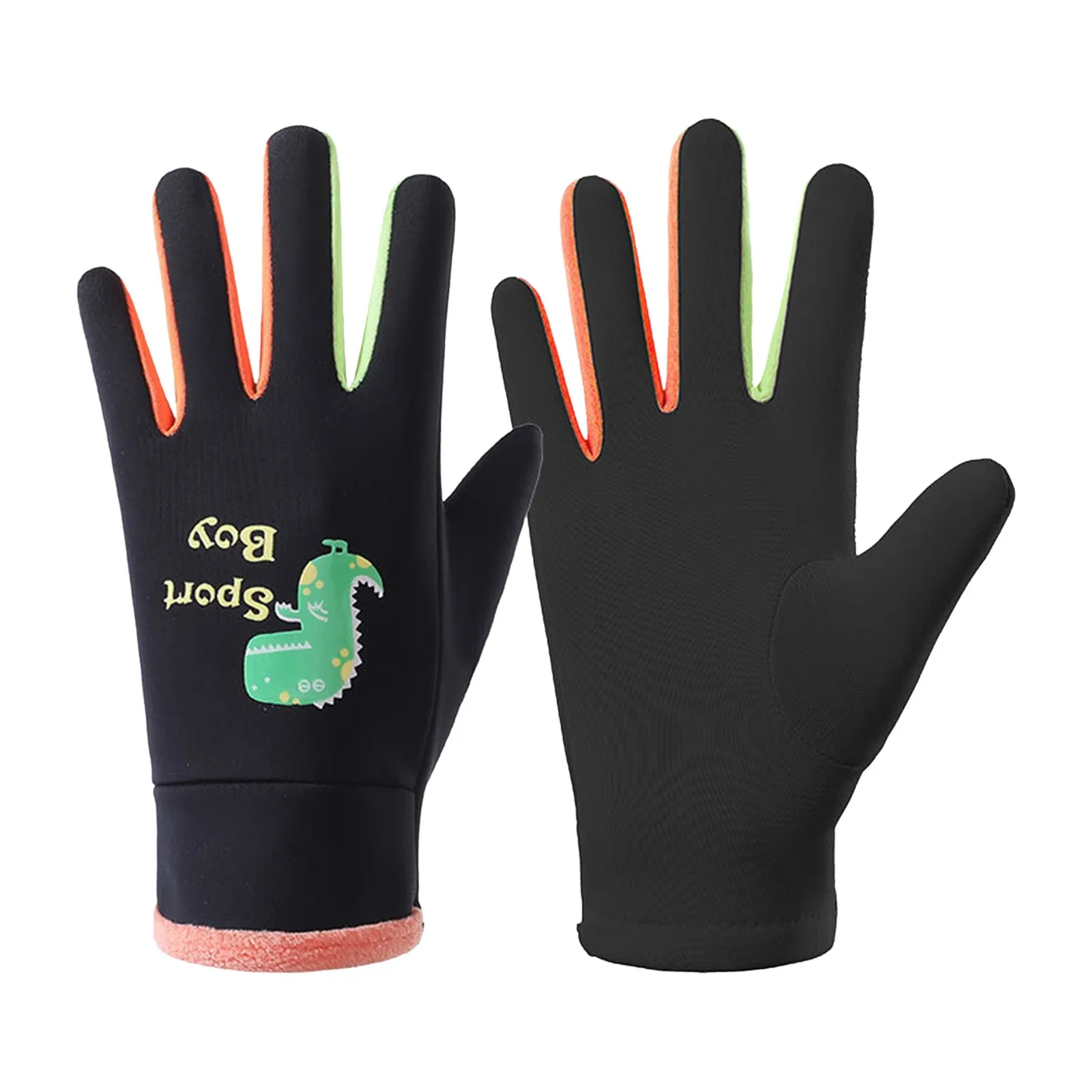 

Детские перчатки с мультипликационным принтом динозавра ветрозащитные теплые плюшевые перчатки с защитой от холода детские спортивные перчатки для велоспорта на открытом воздухе цветные блоки