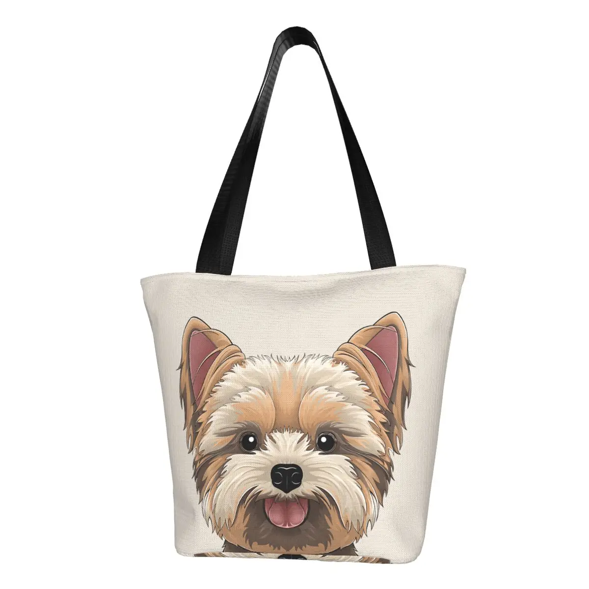 Cute Mini Yorkshire Terrier Polyester outdoor girl handbag, woman shopping bag, shoulder bag, canvas bag, gift bag