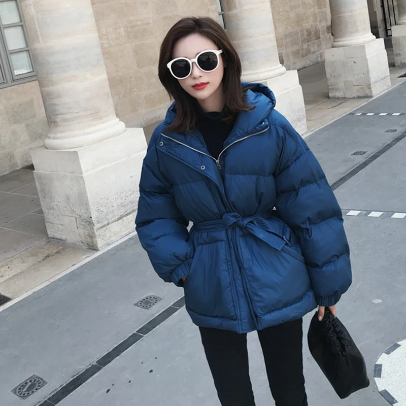 Winter Jacket Coat Women 2022 Casual Blue Korean Style Polyester Padded Puffer Jacket Parkas Hooded Warm Ropa Mujer Invierno
