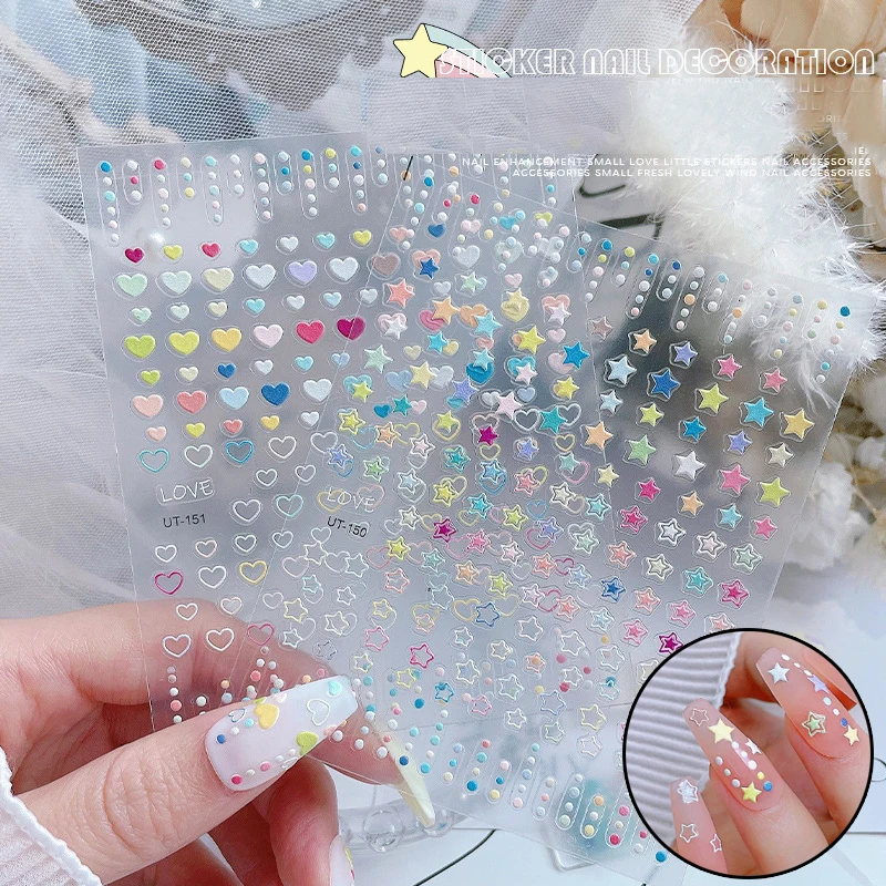 

Embossed Star Nail Sticker Embossed Rainbow Heart Nail Sliders Nail Decal Art Nail Decoration Self Adhesive Manicure Decoration