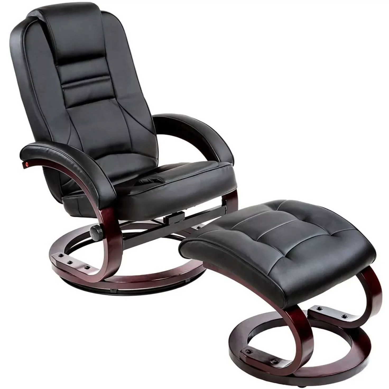 

Leather Recliner Armchair with Sturdy Wooden Base Comfortable Ergonomic Design Leisure Adjustable Recliner Chair for Living Room