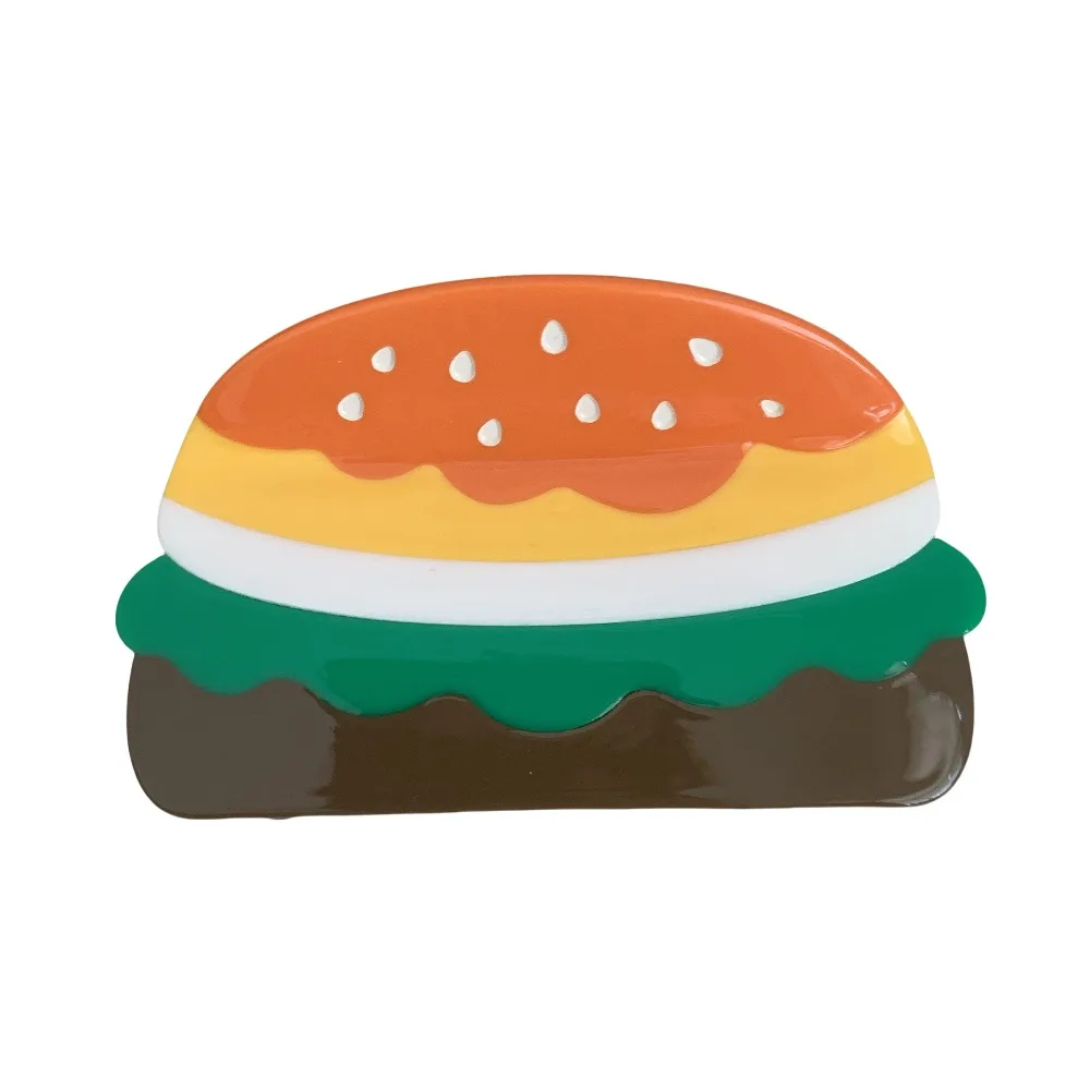Женские зажимы для волос в виде мультяшного гамбургера Симпатичные ацетатные с