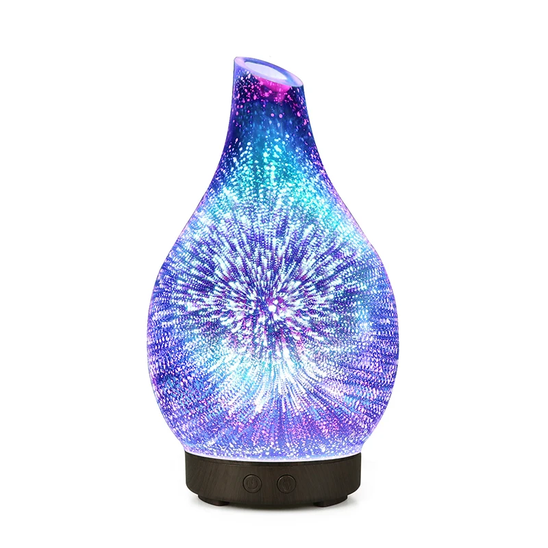 Электрический увлажнитель Essential Aroma Oil Diffuser Ultrasonic 3D firework Air Home Mini Mist Maker LED Light on.
