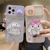 cute kitty 3d my melody cinnamoroll phone case for iphone 11 12 13 pro max x xs xr 7 8 plus se 2020 with quicksand holder cover