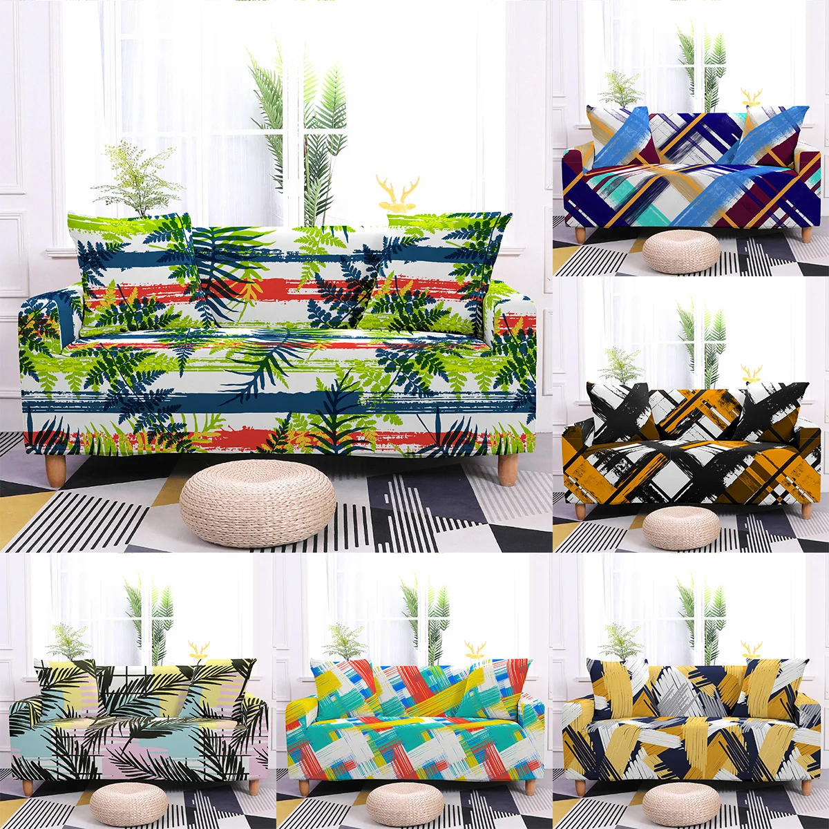 

Graffiti Stripe Pattern Elastic Recliner Cover Washable Living Room Furniture Protector Dust-proof Sofa Slipcover Fundas De Sofa