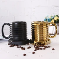 creative frosted screw ceramic cup home breakfast milk cup office desktop decoration creative gold screw cup