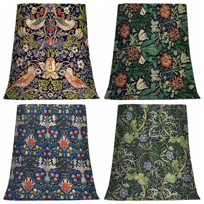 

American Pastoral Strawberry Thief Seaweed Snakeshead Floral Plant Symmetry Visual Arts Design Flannel Blanket By Ho Me Lili