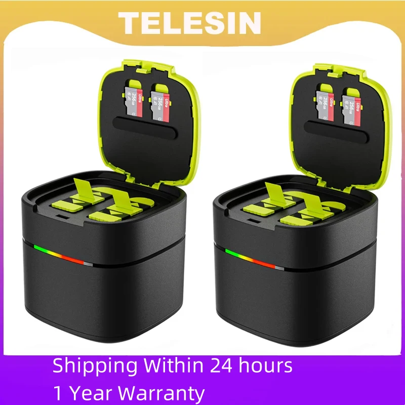 Аккумулятор TELESIN для быстрой зарядки GoPro 12 Hero 11 10 9 1750 мАч Endurence