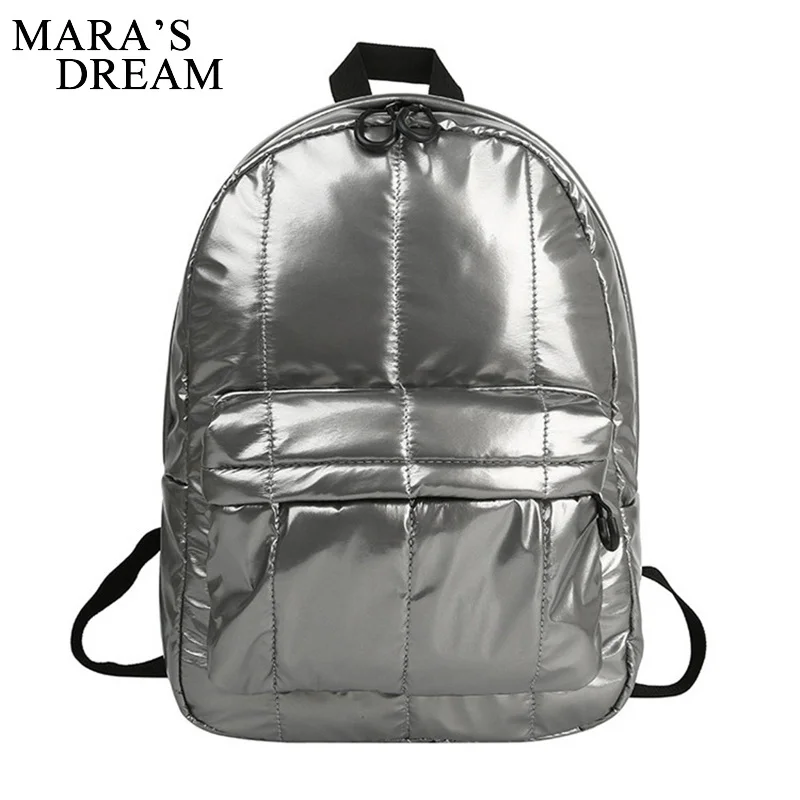 

Mara's Dream European Solid Color 2023 Girls Schoolbag Casual Space Cotton Quilted Padded Shoulder Bag Busines Backpack Shiny