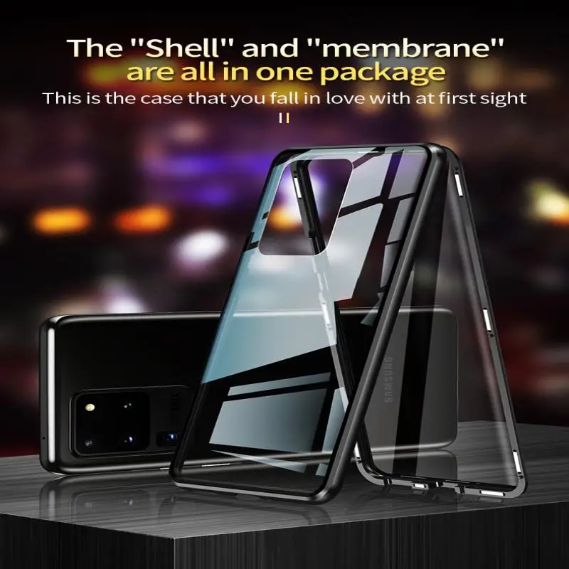 Магнитный двухсторонний стеклянный чехол для Samsung S23 S22 S21 S20 Ultra FE A12 A52 S10 Plus Note 20