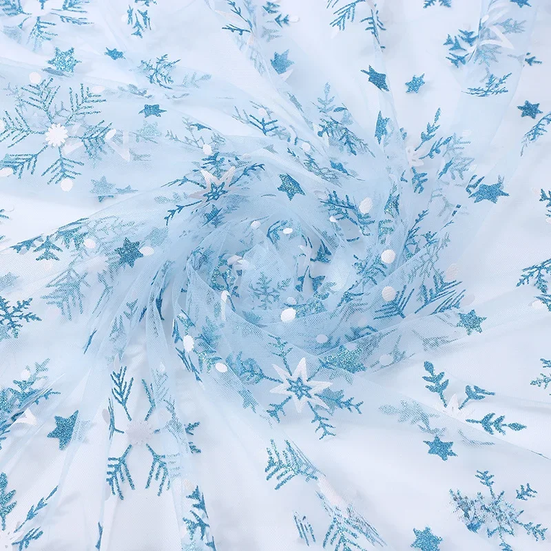 0 5/1/2 ярдов Рождественская ткань с принтом снежинок и золотой сеткой для