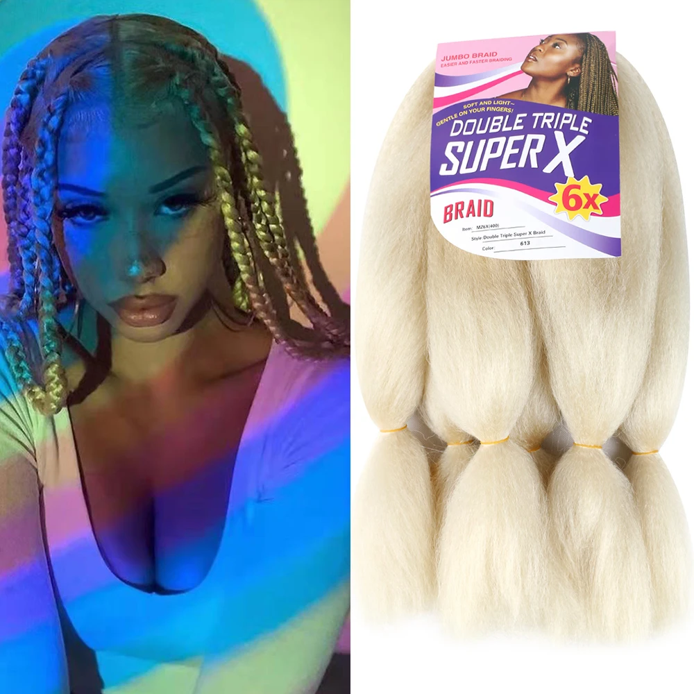 

Saisity Super Synthetic Jumbo Double Triple Hair 24Inches 400g /Lot Extensions Hot Water Fixation Black Ombre For Braiding