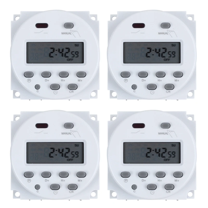 

4X DC 12V Digital LCD Power Programmable Timer Time Switch Relay 16A Amps