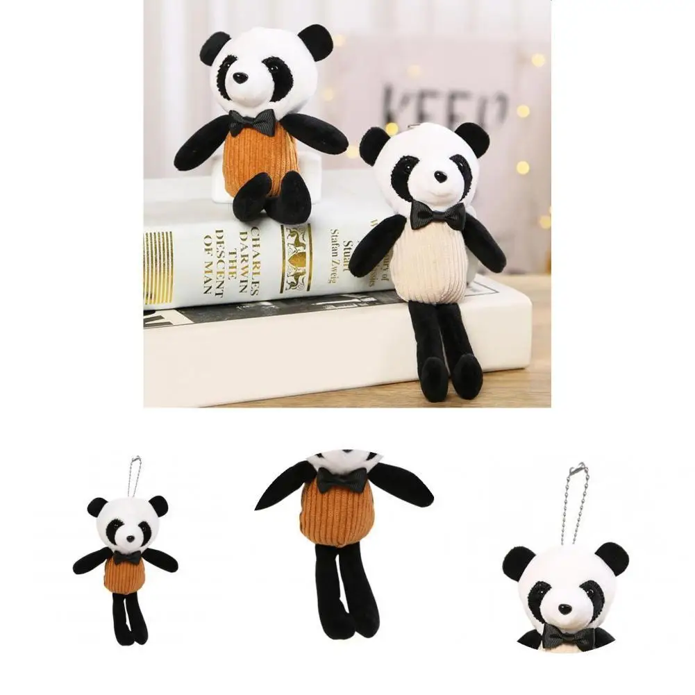 

Vintage Doll Keychain Pleasing PP Cotton Stuffed Toy Keyring Long-leg Panda Plush Doll Pendant