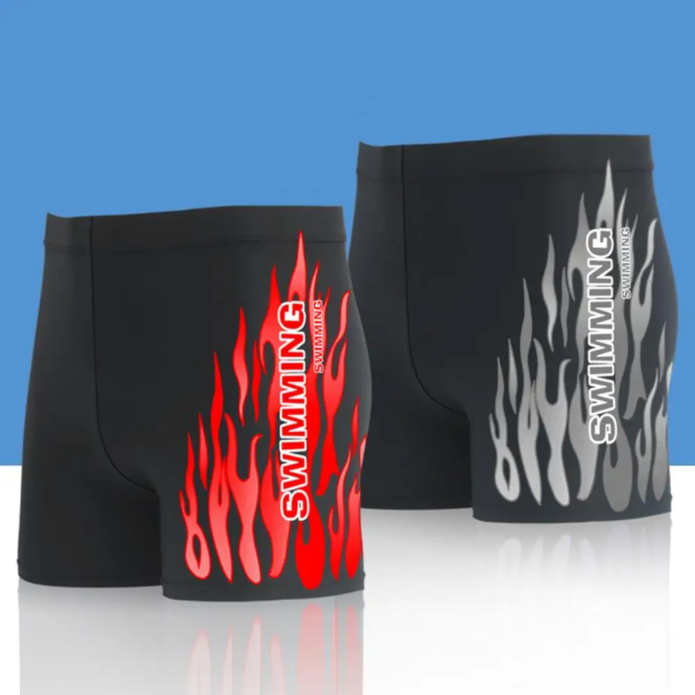 

Swim Shorts Stylish Quick Drying with Lining Men Flame Print Swim Shorts Swimwear Beach Shorts Swimming Trunks