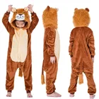 Новогодние карнавальные кигуруми, костюм тигра, льва, детский комбинезон с капюшоном, детские фланелевые пижамы с животными для мальчиков, одежда для сна