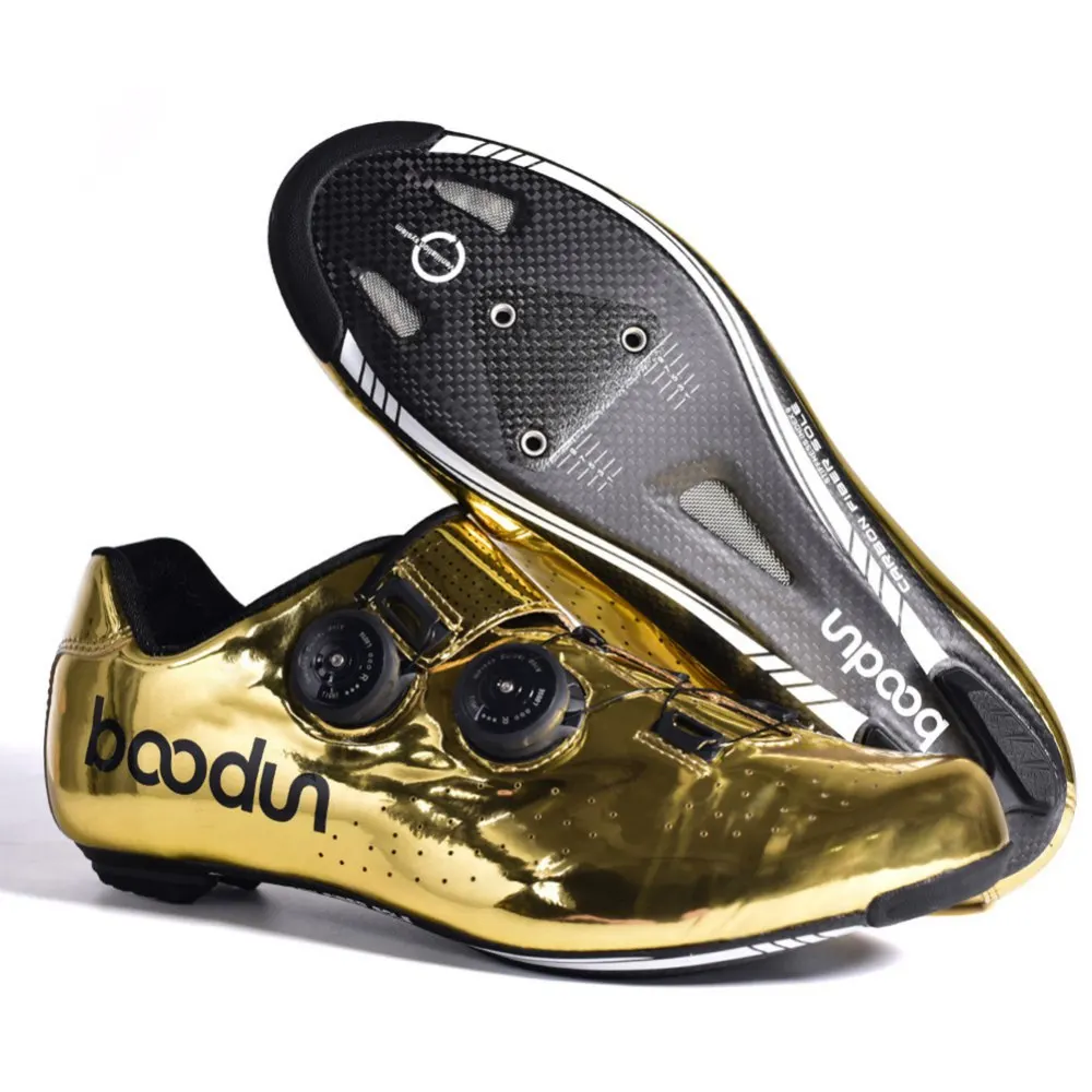 

Road Cycling Shoes Gold Microfiber Double Knob Shoe Buckle Bicycle Locking Shoes Cycling Shoes