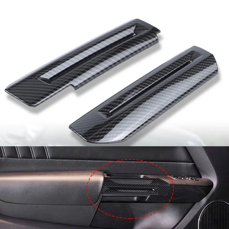 

Auto Carbon Fiber Interior Door Armrest Trims Decoration Cover Stickers For Ford Mustang 2017 2018 2015-2020 Car Accessories
