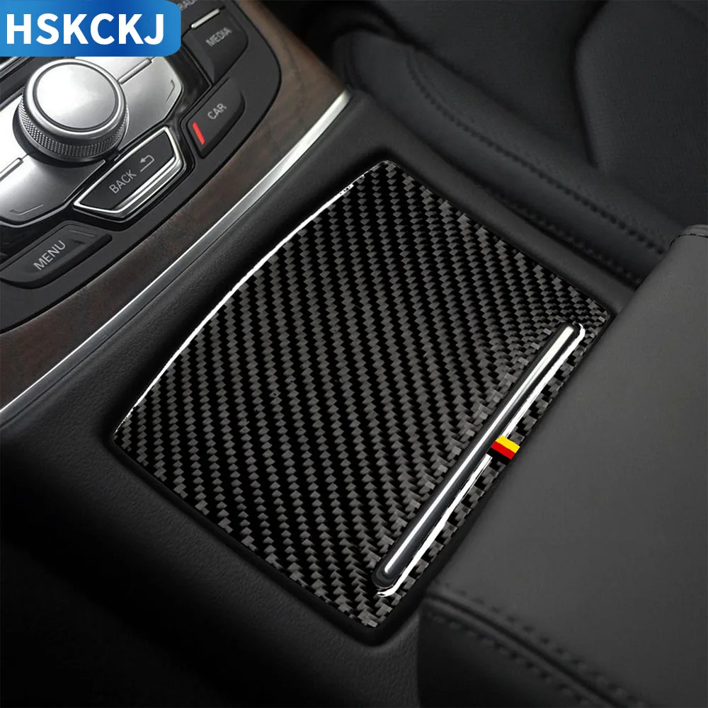 

For Audi A6 S6 C7 A7 S7 4G8 2012-2018 Carbon Fiber Stickers Water Cup Holder Panel Frame Interiors Styling Car Accessories
