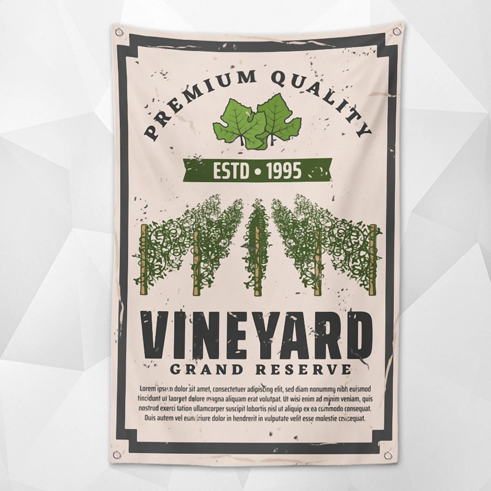

VINEYARD GRAND RESERVE! Vintage Beer Festival Banner Wall Hanging Bar Wine Cellar Cafe Parties Decor Beerfest Poster Tapestry