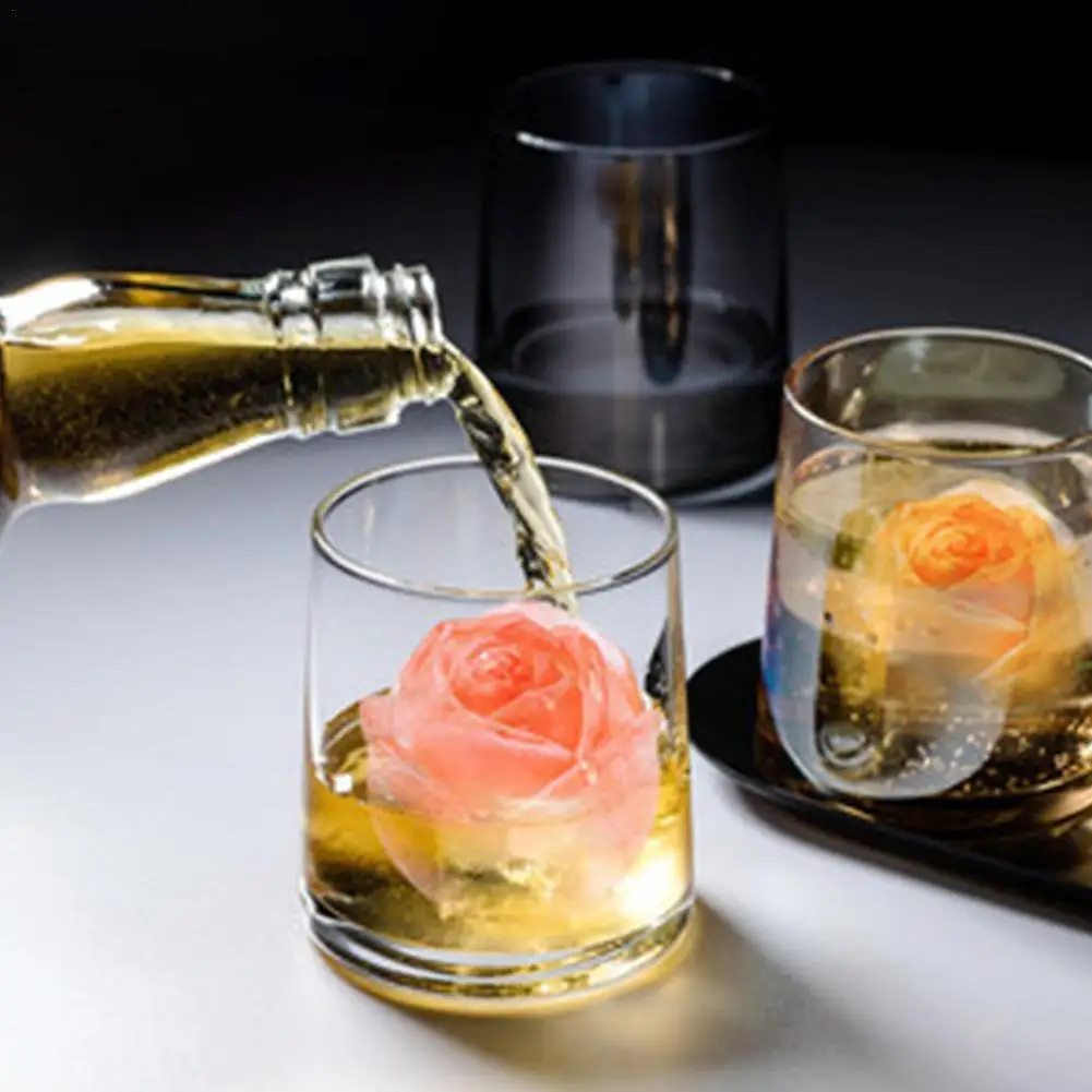 

1pcs 3d Rose Ice Cube Mold Flower Ice Cube Tray For Ice Tray Silicone Mold Diy Single Hole Ice Ball Maker Whiskey Cocktail A1n0