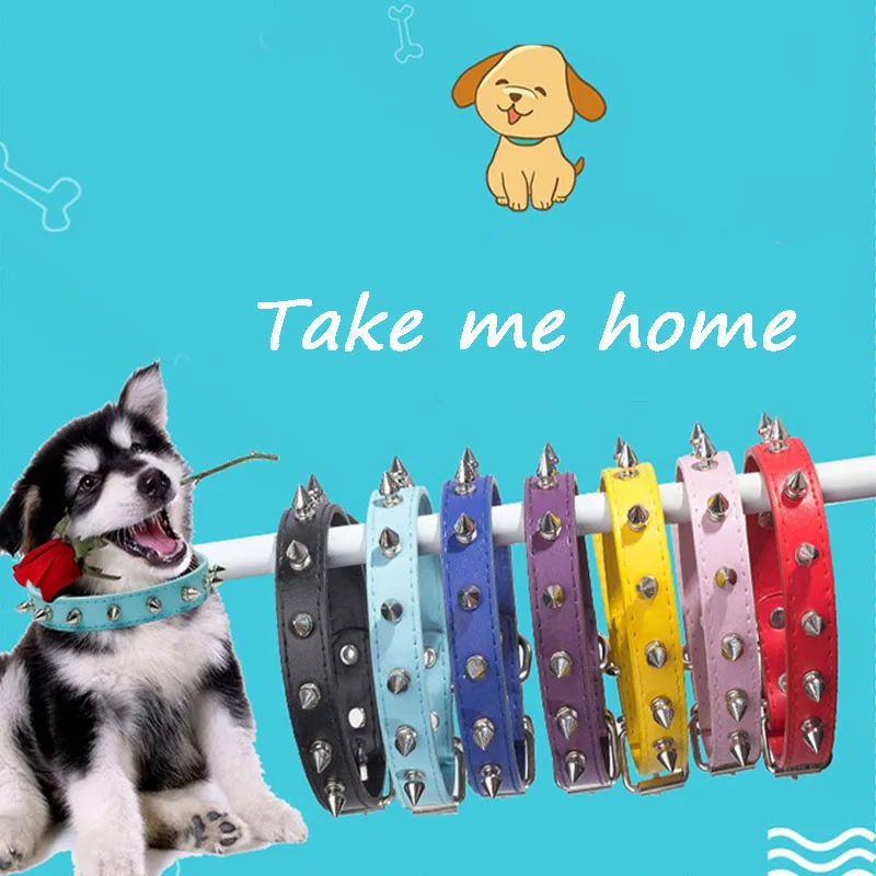 

Leather Dog Cat Collar Spiked Studded Puppy Pet Necklace For Small Medium Large Dogs Cats Neck Strap Pet Products Accessories