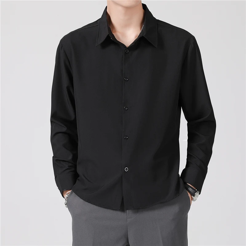 Fashion Dress Solid Quality Long Sleeve Formal Business Men Shirts