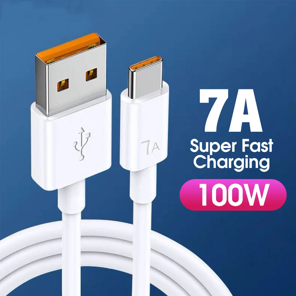 

Type C USB Cable 7A 100W Super-Fast Charge Cable for Huawei Mate 40 30 Xiaomi Samsung Fast Charging USB Charger Cables Data Cord