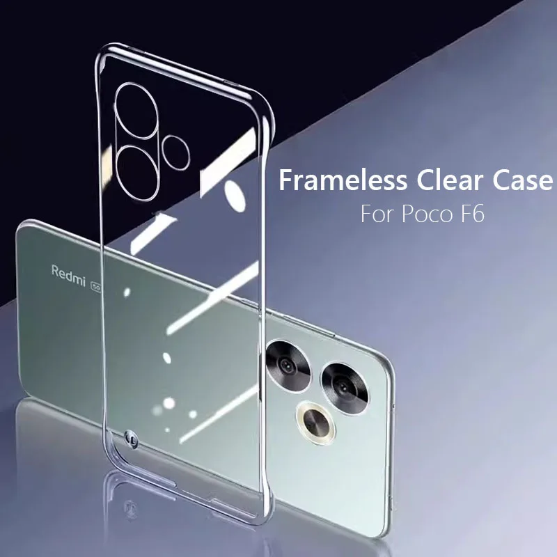 Бескаркасная тонкая прозрачная жесткая задняя крышка для Xiaomi Poco F6 Pro poкоф6