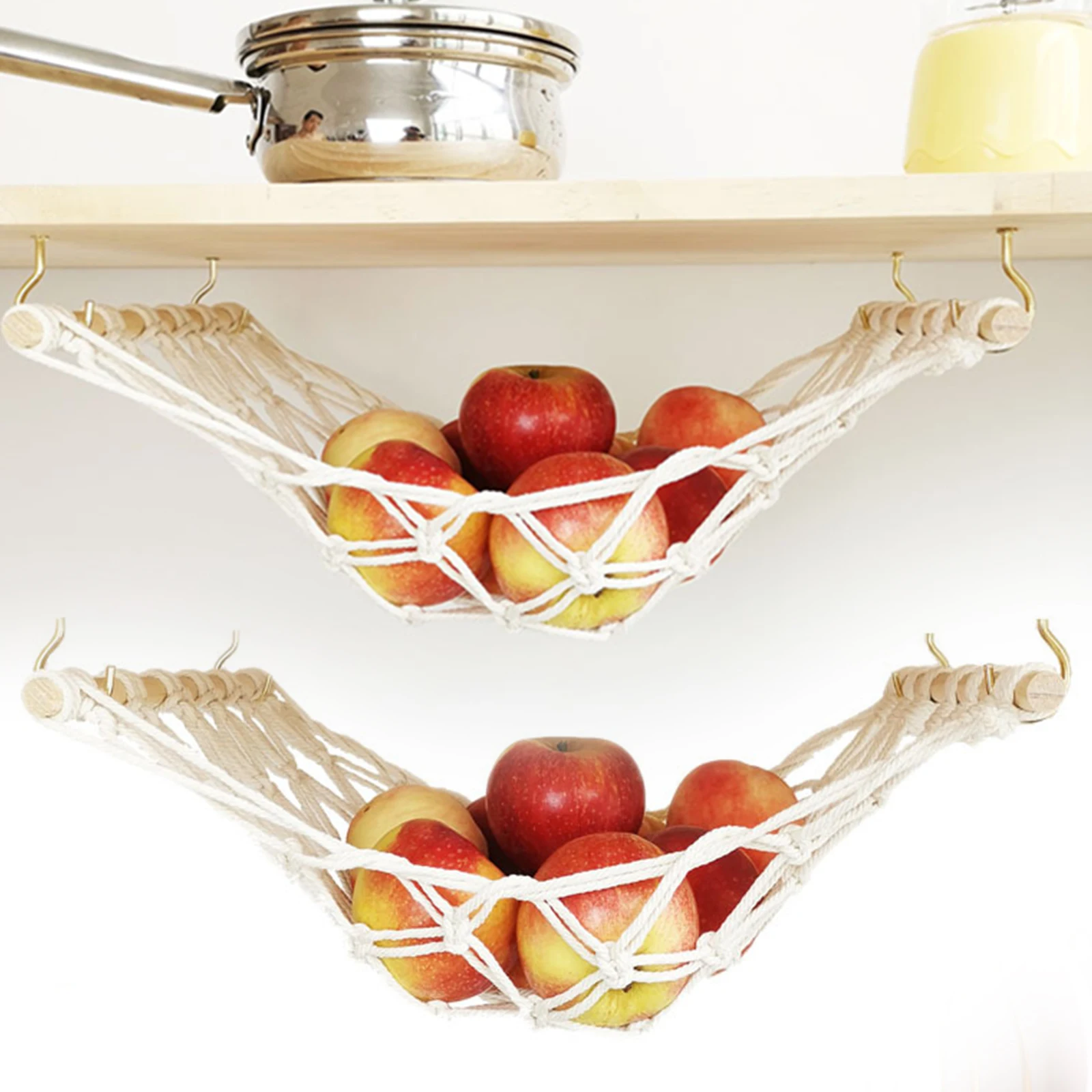 

Кухонные принадлежности, хлопковая веревка, тканый гамак для фруктов в скандинавском стиле, подвесная корзина для овощей и фруктов, сетка д...