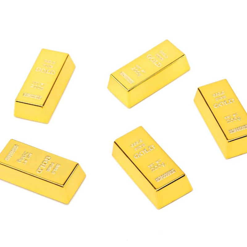 Plastic Fake Gold Bullion Simulated Golden Brick Fake Glittering Gold Bar Paperweight Door Stop Movie Prop Novelty Gift