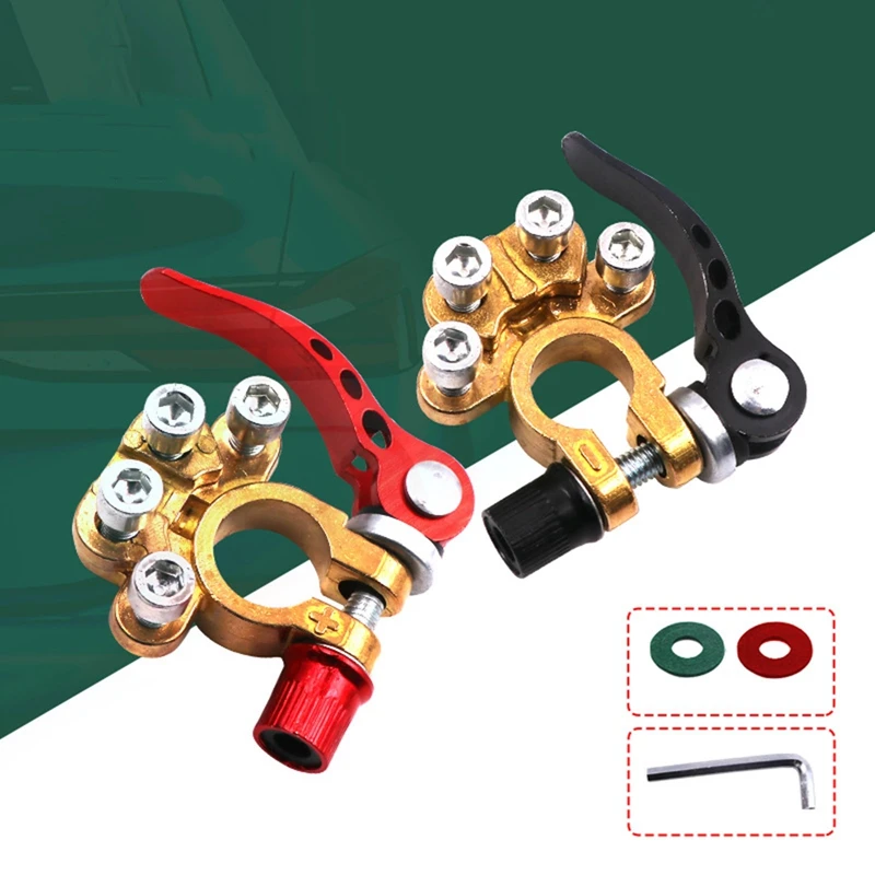 

1 Pair 12V 24V Car Automotive Universal Quick Disconnect Release Battery Main Cable Post Terminals Adapter Clamps Clip Screw