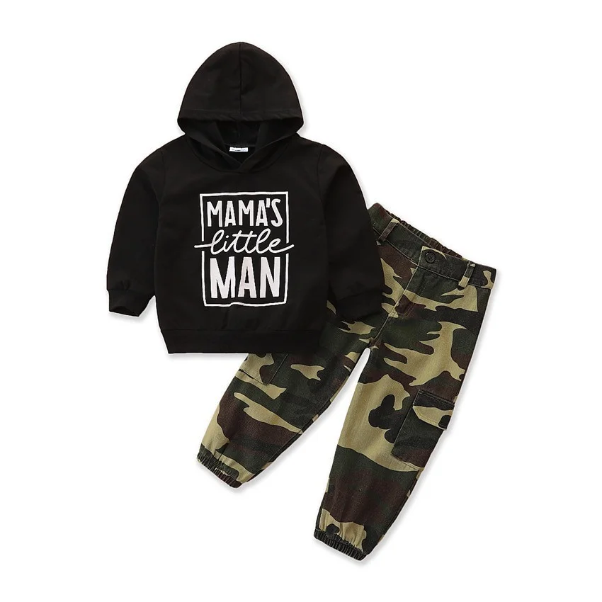 

LANBENA весенняя одежда для маленьких мальчиков, модная футболка с капюшоном и длинными рукавами с надписью + штаны с принтом, бутиковый компле...