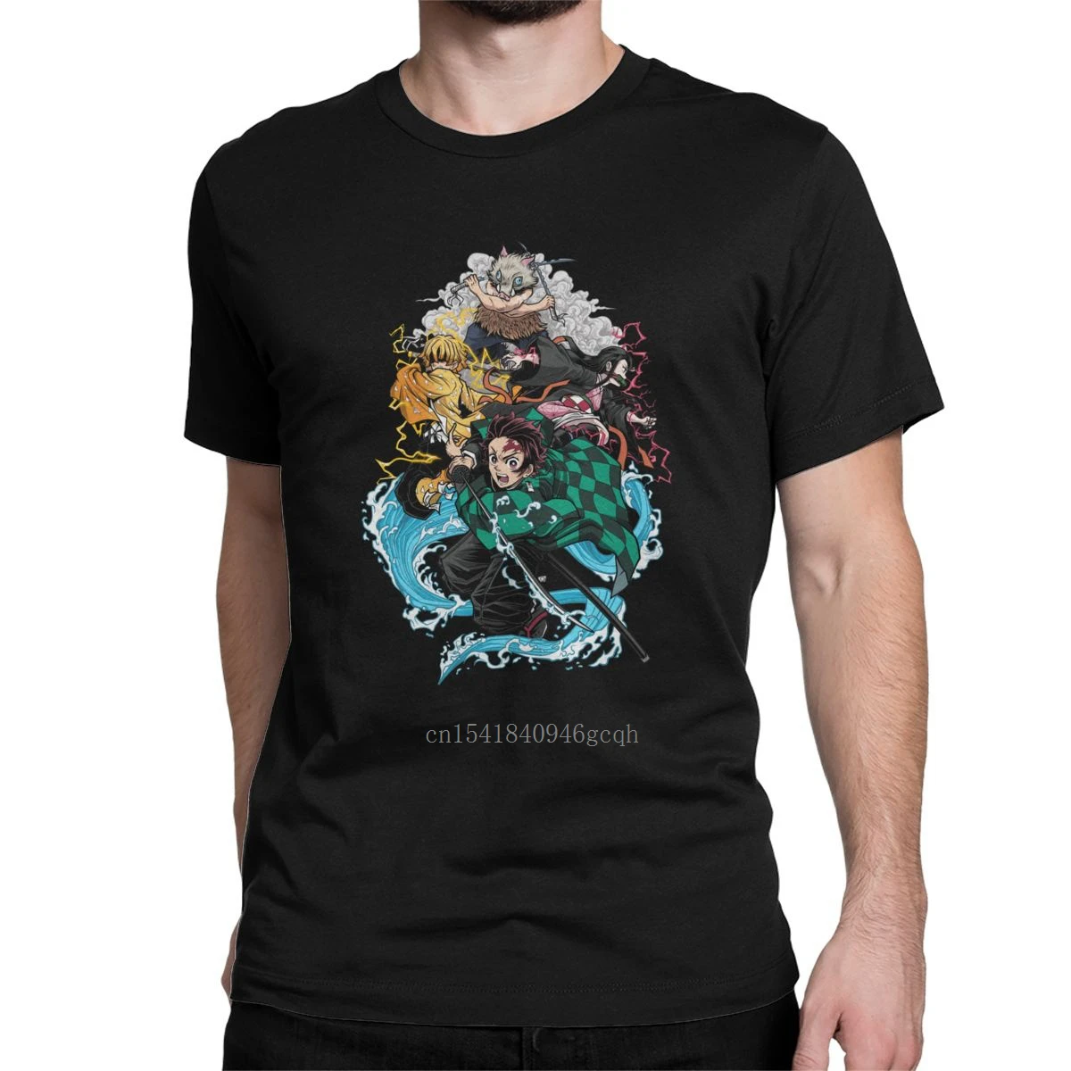 

Unique Demon Slayer T-Shirts Men Crewneck 100% Cotton T Shirt Manga Japan Short Sleeve Tees Gift Idea Clothing