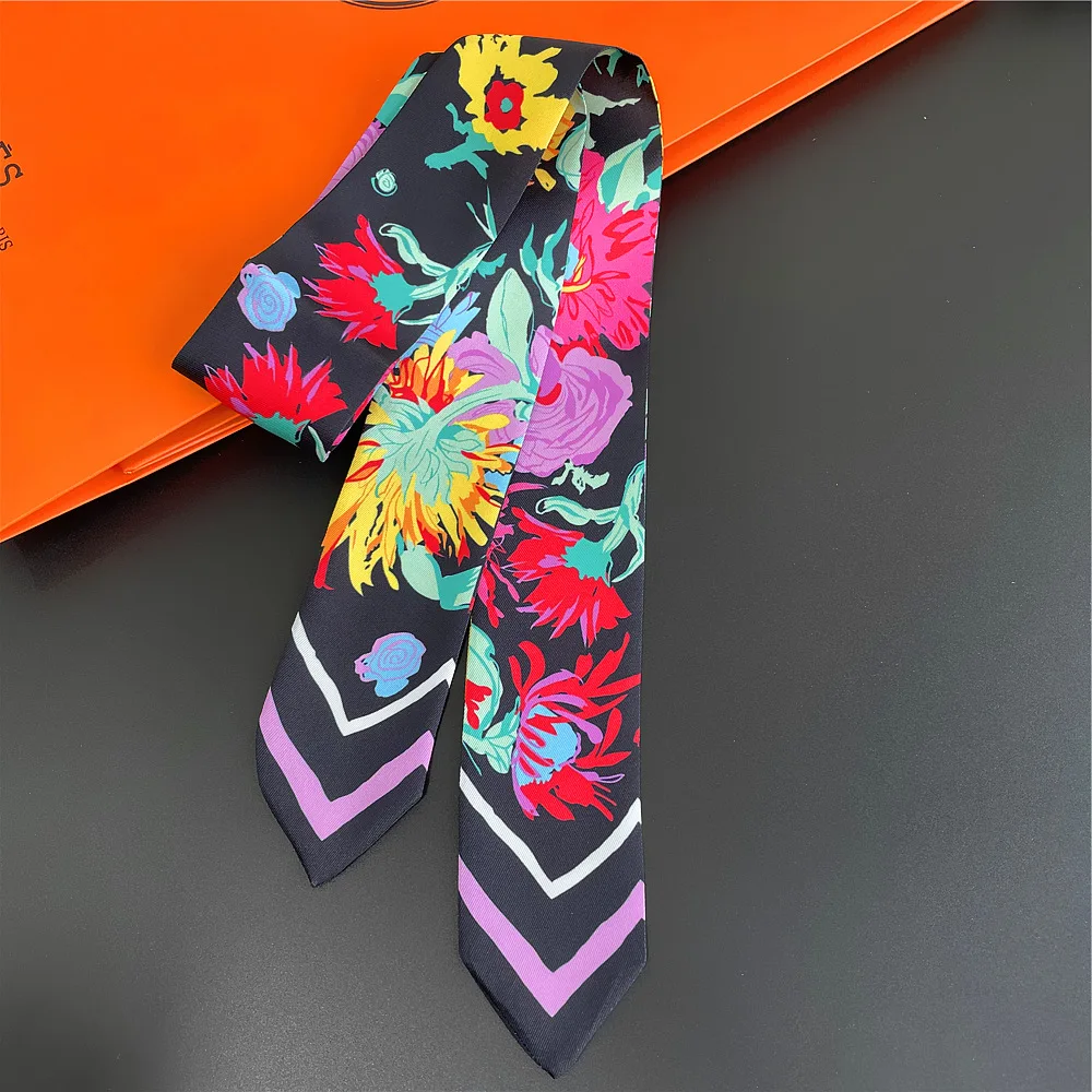 

Small Long Flower Rose Sunflower Printed Woman Silk Scarf Design Big Brand Scarf Skinny Scarf Bag Ribbons Cloth Accessories