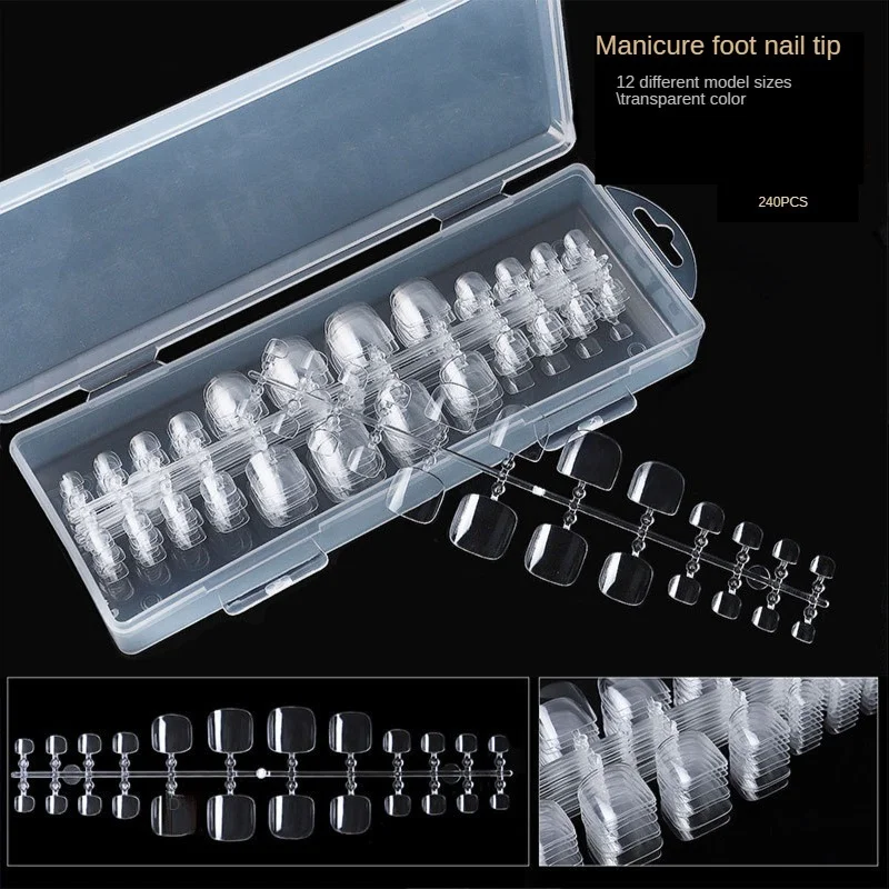 

240pcs For Box Natural Clear Seamless Fake Nail Tips Short T Scrub Full Coverage Nail Tip Accessory Tool