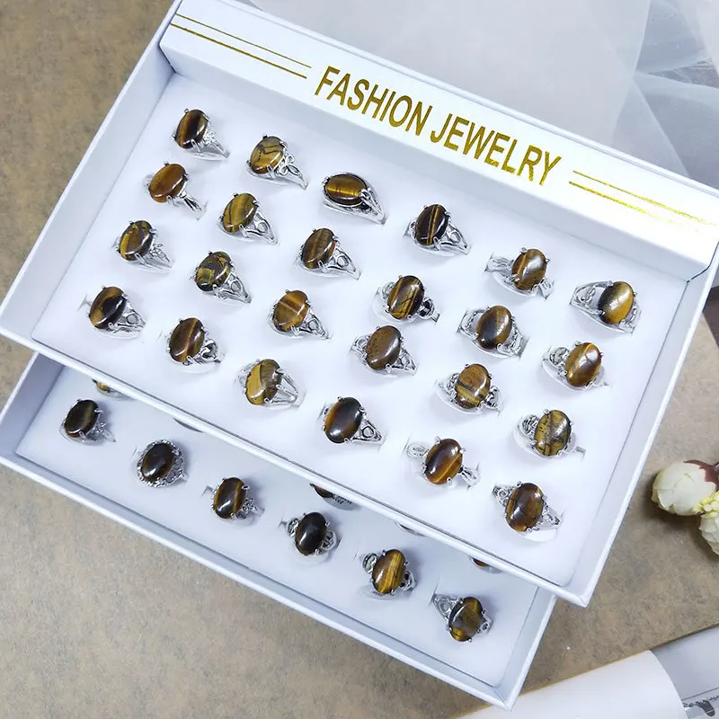 Оптовая продажа 20 шт. смешанные тигровый глаз камень для мужчин Rng модные