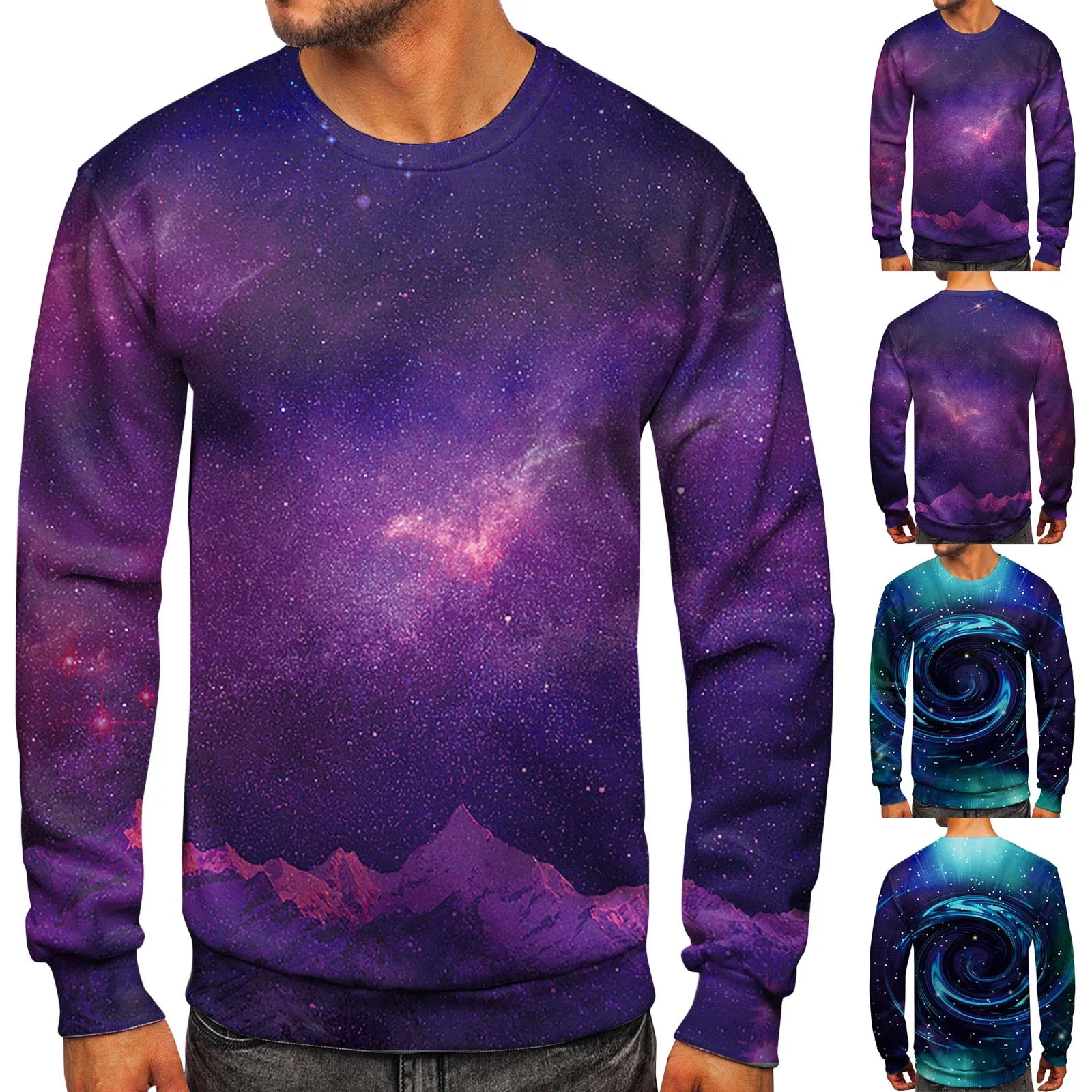 

Color Shirt Men Casual Autumn Winter Long Sleeve O Neck Printed Pullover Sweatshirt Top Blouse Long Sleeve Tunic Shirt