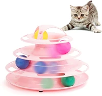4 layer cat tower toy kitten turntable toy with balls tracks interactive pet toys for cats intelligence training cat accessories
