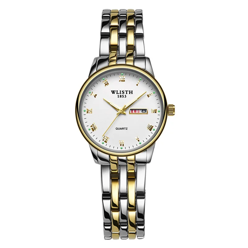 2019 Wlisth Brand Couple Watches Business Men's Quartz Watch Lovers Full Steel Waterproof Women's Fashion Luxury Black Clock