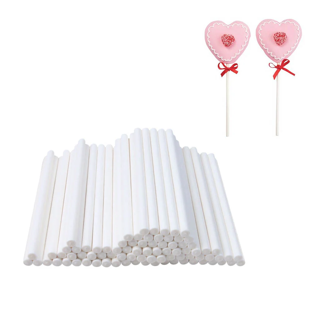

100 Pcs Cakesicle Sticks Paper Sucker Sticks Cupcakes Cake Sticks Cake Pops Chocolate Candy Cane Self Made White Lollipop Stick