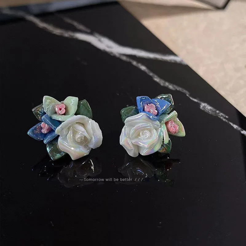 Fashion Colorful Plant Earrings Ceramic material non-allergic Earrings Birthday Gift For Women's Fine Accessories Free Shipping