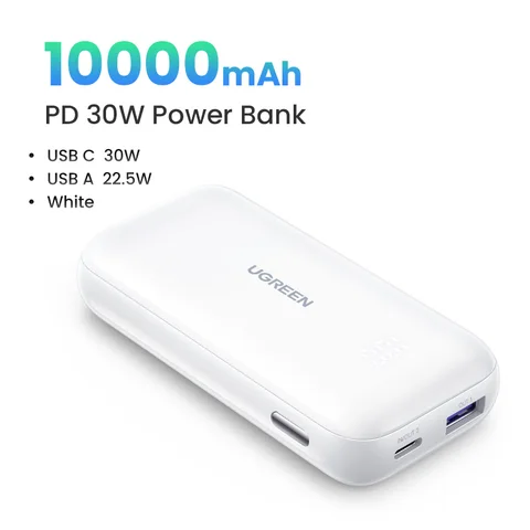 UGREEN PD 30 Вт Power Bank Быстрая зарядка 10000 мАч портативное зарядное устройство для iPhone 15 Pro Max Xiaomi Huawei внешняя батарея для сотового телефона