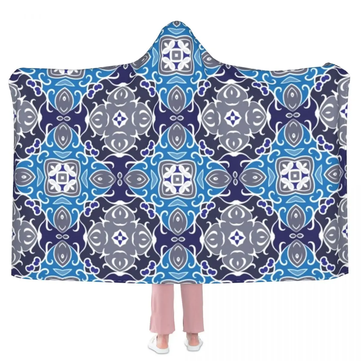 

Retro Baroque Floral Blanket Abstract Pattern Sleep Super Soft Hoodie Blanket Fashion Big Fleece Bedspread