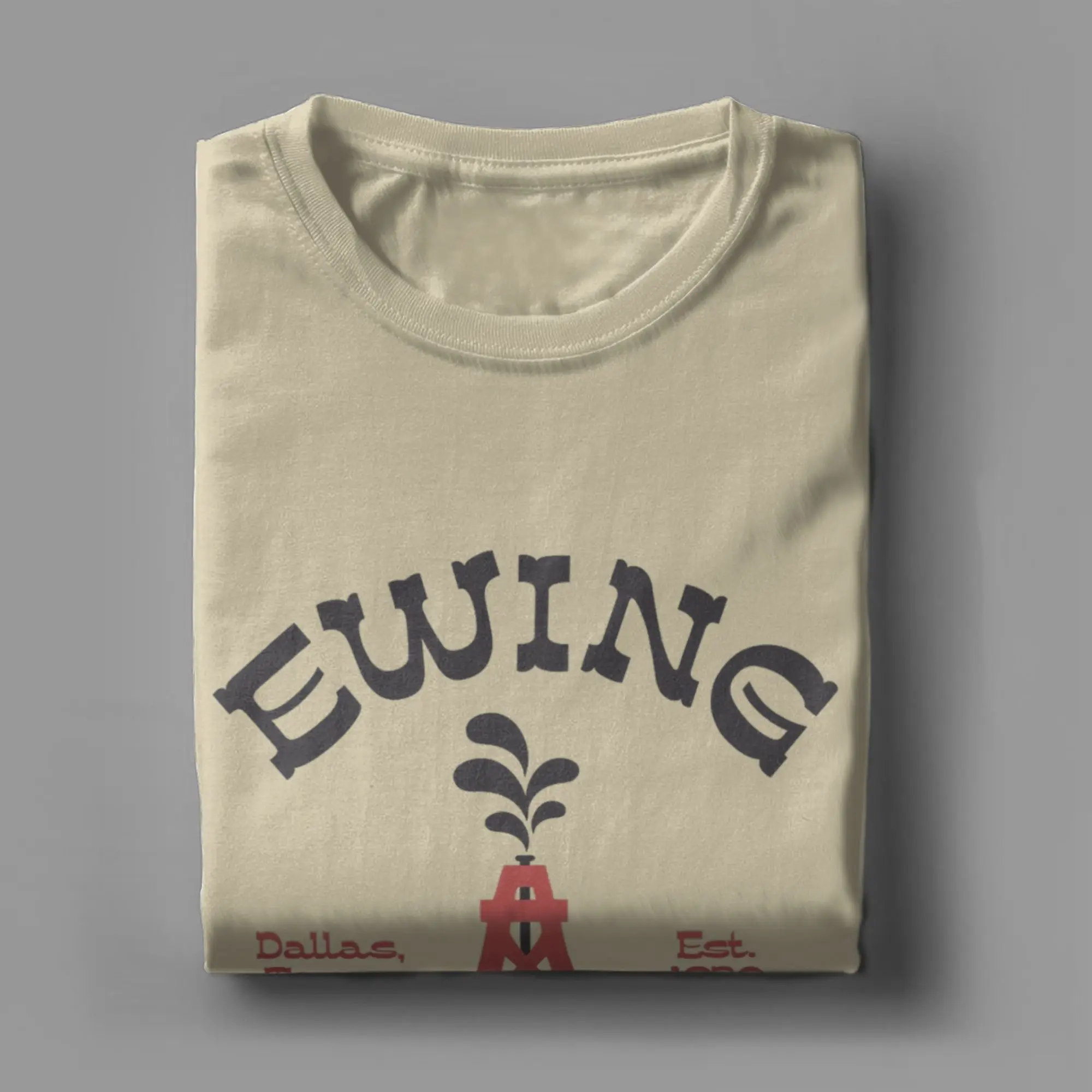 Фото Футболка Ewing Oil Co. Dallas с изображением персонажей телешоу 70-х годов, мужская винтажная футболка из чистого хлопка, футболки с круглым вырезом, одежда с короткими рукавами, подарок №4