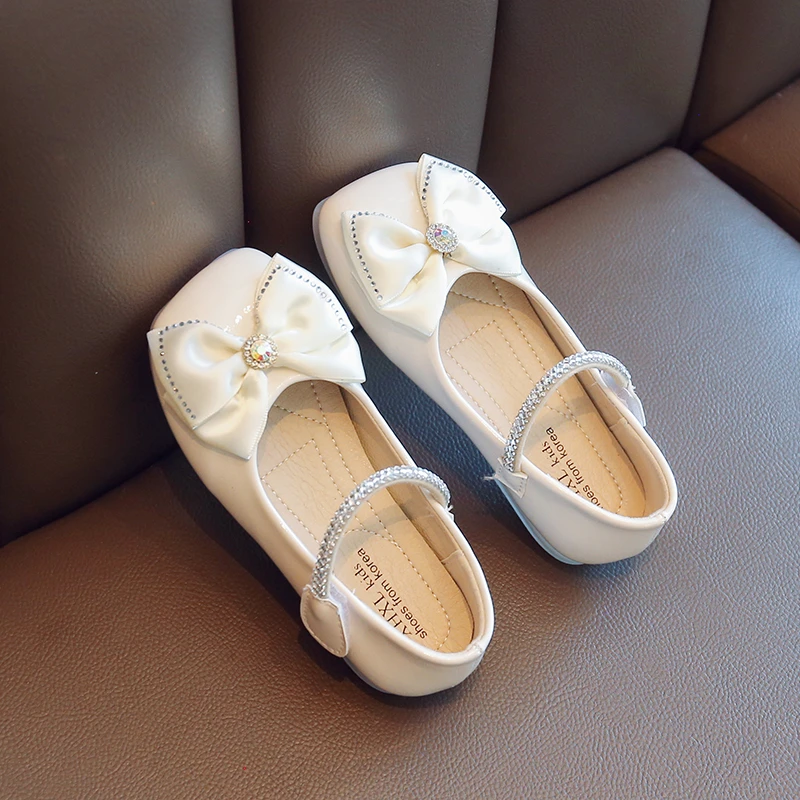 

Girls Microfiber Leather Shoes Child Princess Rhinestones Flowers Adorn Student Autumn Party Kids Sandy Dress Shoe Free Shipping