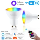 Умсветильник светодиодные лампы Tuya GU10 с Wi-Fi, приглушаемые светильники с дистанционным управлением, работает с Alice Alexa Google Home, 5 Вт